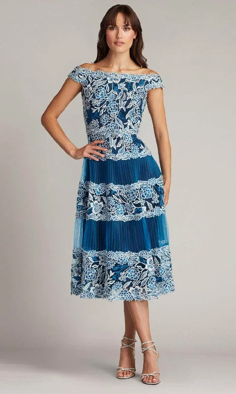 Tadashi Shoji CDP19999MD - Pleated Skirt Off Shoulder Evening Dress