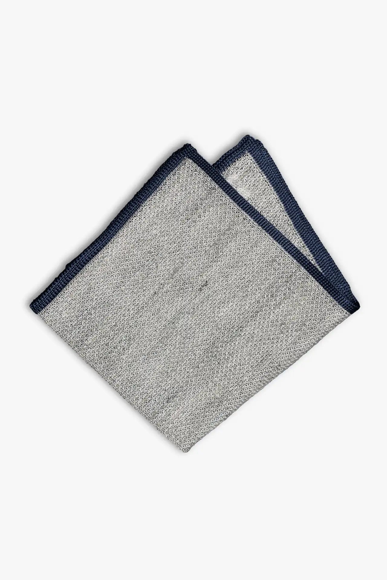 Silk Linen Pocket Square - Navy Blue Melange