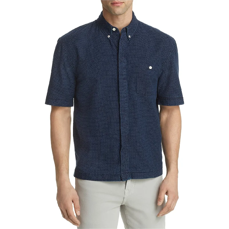 Joe's Mens Harvey League Dotted Button Up Shirt, Blue, Small