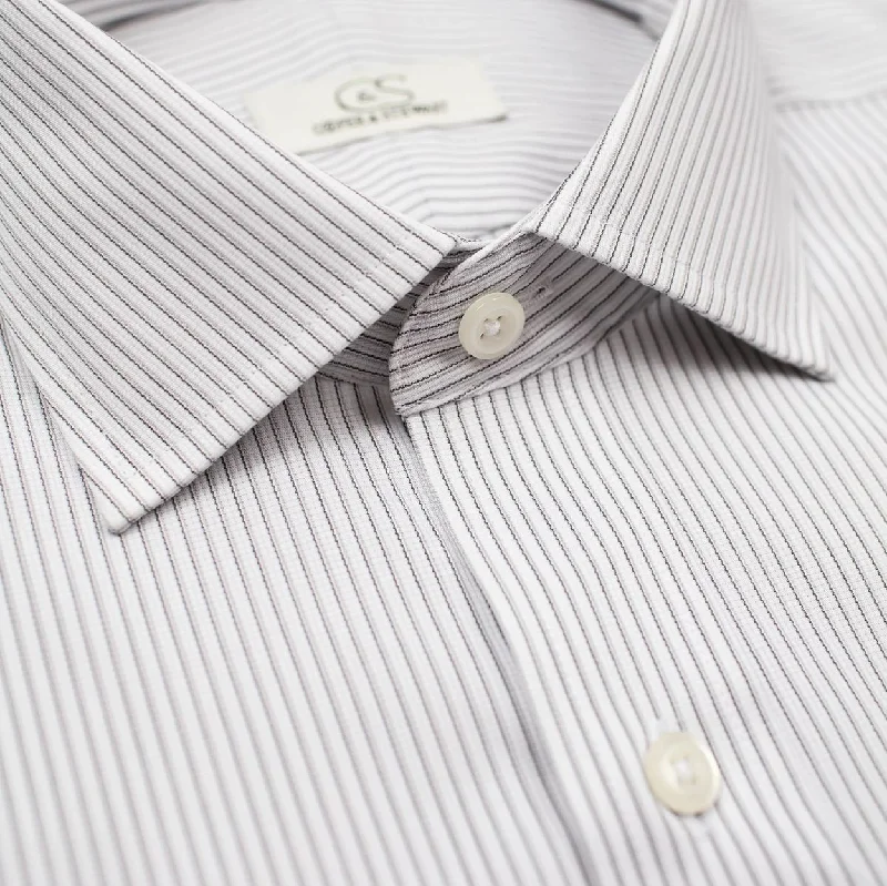 Black Textured Stripe Wrinkle-Free Stretch Cotton Dress Shirt with Spread Collar by Cooper & Stewart Black Textured Stripe Wrinkle-Free Stretch Cotton Dress Shirt with Spread Collar by Cooper & Stewart