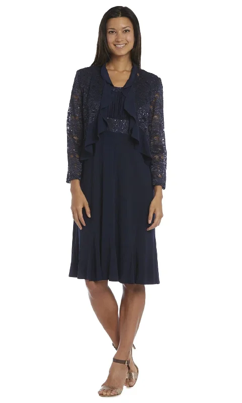 R&M Richards - 5393SC Sheer Lace Jacket Knee Length Dress
