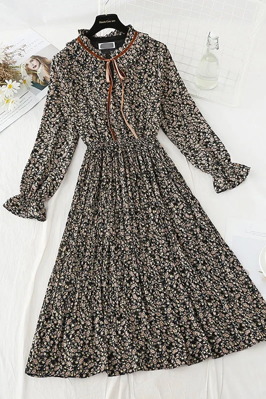 The new pleated lace up chiffon dress is too thin to the knee. Floral skirt  4804