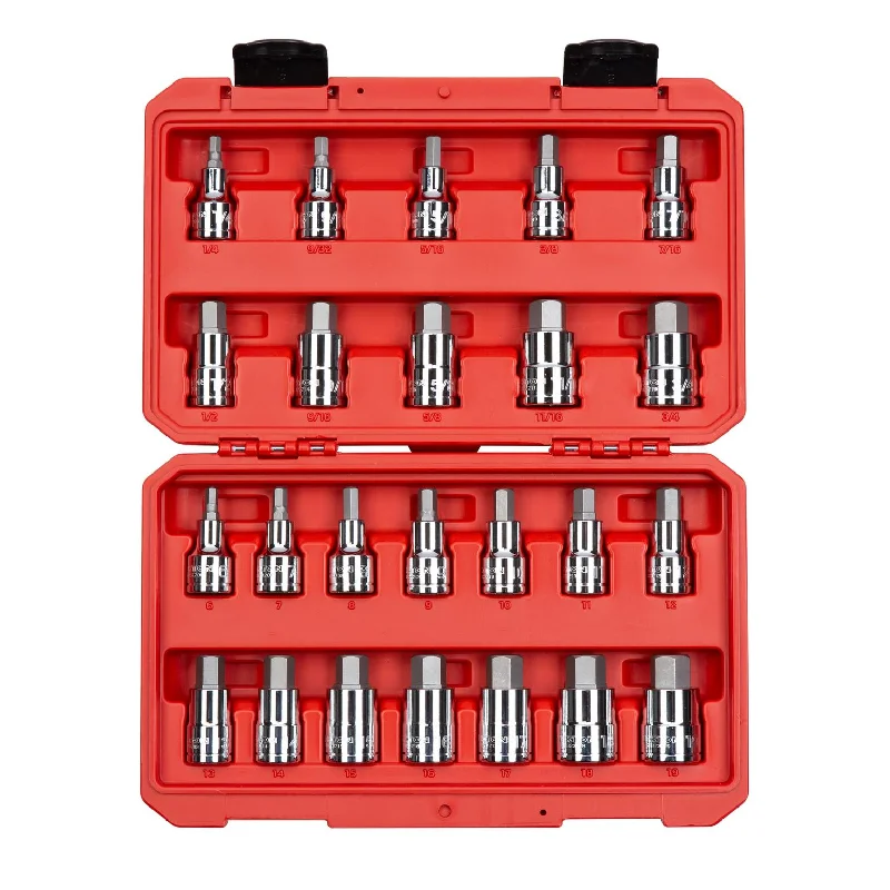 24-Piece 1/2 Inch Drive Hex Bit Socket Set (1/4-3/4 in., 6-19 mm)
