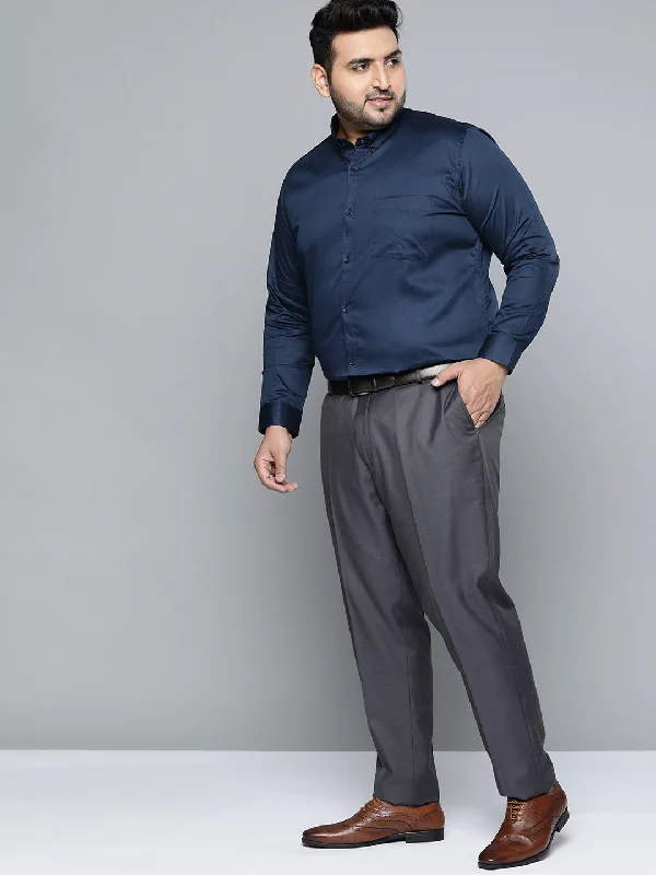 Men Navy Blue Smart Slim Fit Pure Cotton Opaque Formal Shirt