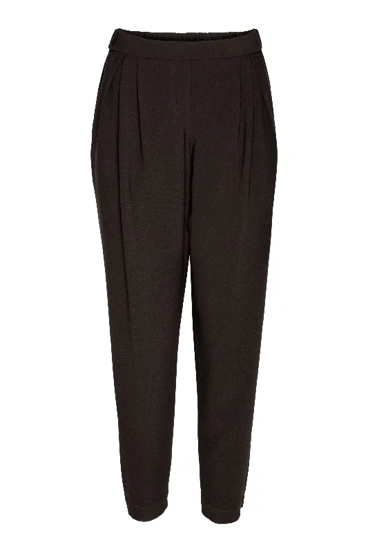 Black Elastic Waist Pleated Pant 4253