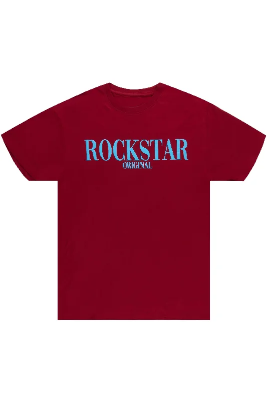 Octavio Printed T-Shirt-Maroon/Blue