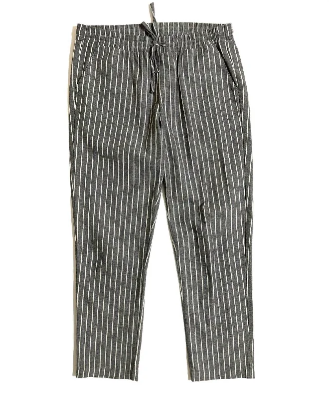 Women's Drawcord Striped Casual Trousers In Gray