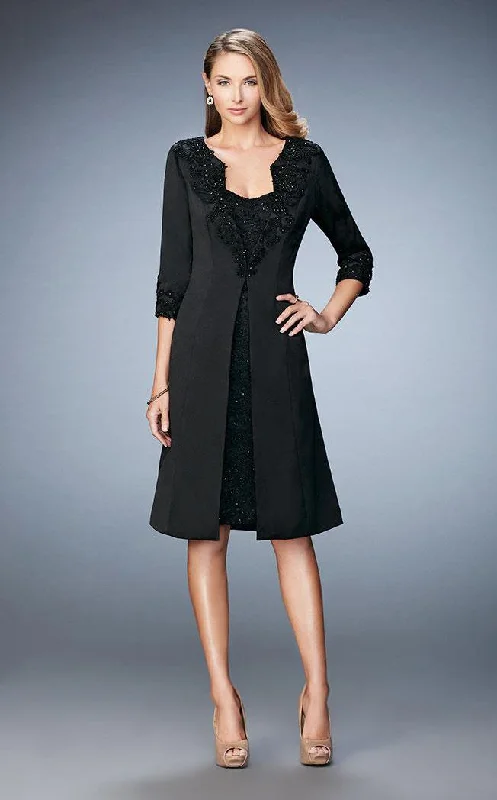 La Femme Embroidered Sweetheart Knee Length Dress with Jacket 21903