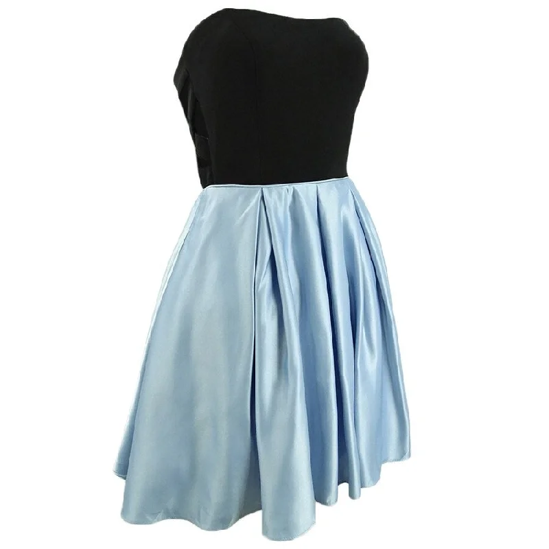 Blondie Nites Juniors' Double-Skirt Dress (9, Black/Blue)