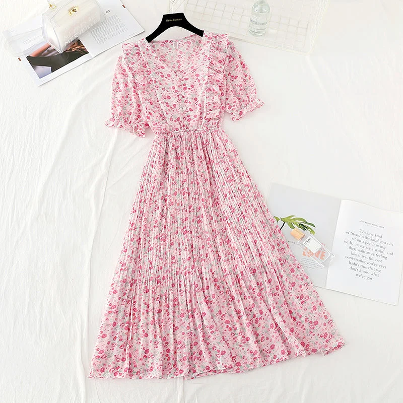 The new waist is slim. Chiffon skirt French gentle wind Fairy Dress  4632
