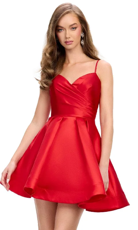 Ashley Lauren 4780 - Pleated Skirt Satin Cocktail Dress