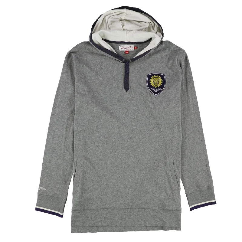 Mitchell & Ness Mens Hooded Long Sleeve Henley Shirt