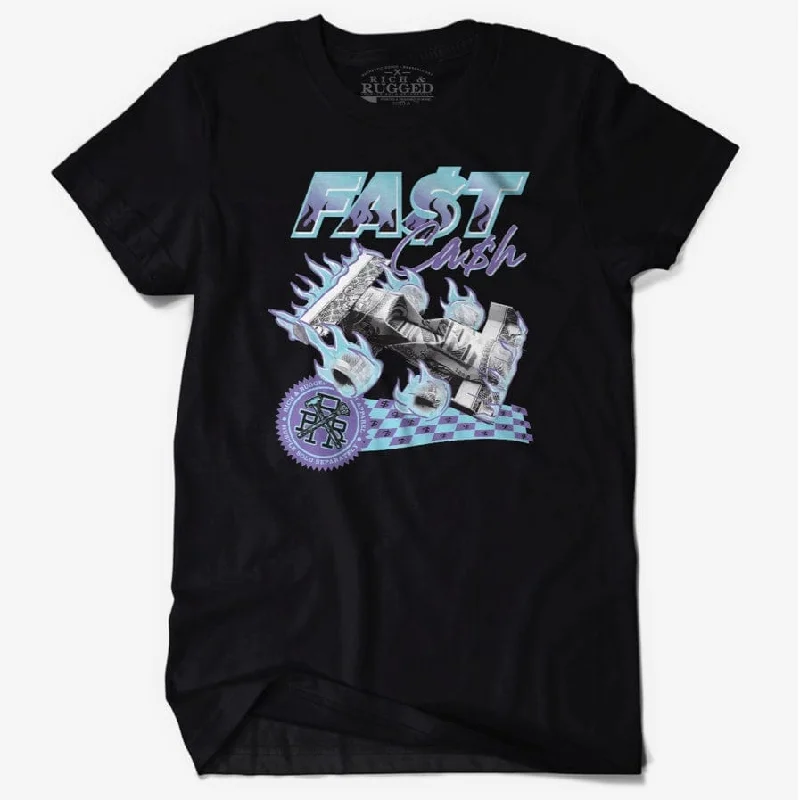 Rich & Rugged Fast Cash T Shirt (Black/Blue/Purple) RRFAC-BLK