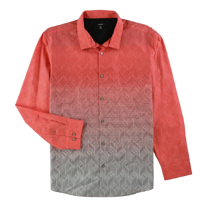 Alfani Mens Ombre Chevron Button Up Shirt