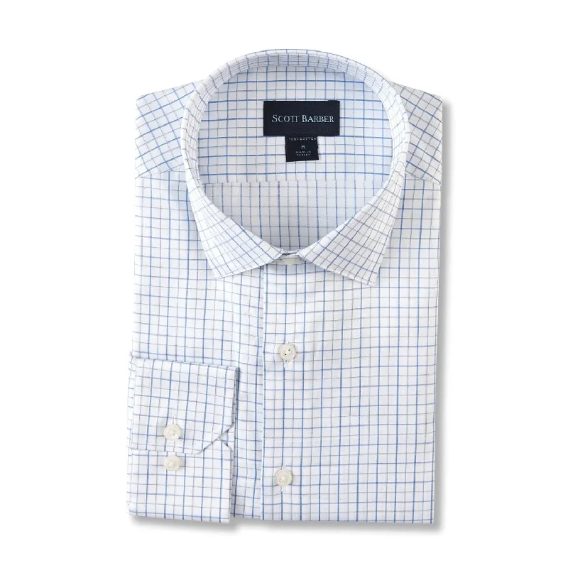 Lux Cotton Sateen Tattersall Sport Shirt in Royal (Size XX-Large) by Scott Barber