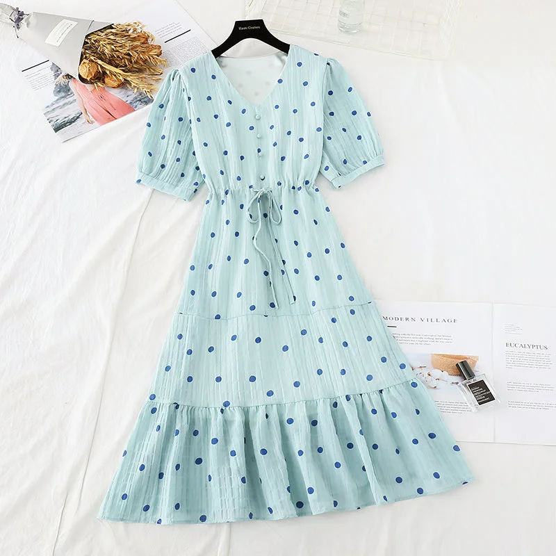 New French Vintage chiffon skirt fairy super xiansen slim dress  4682