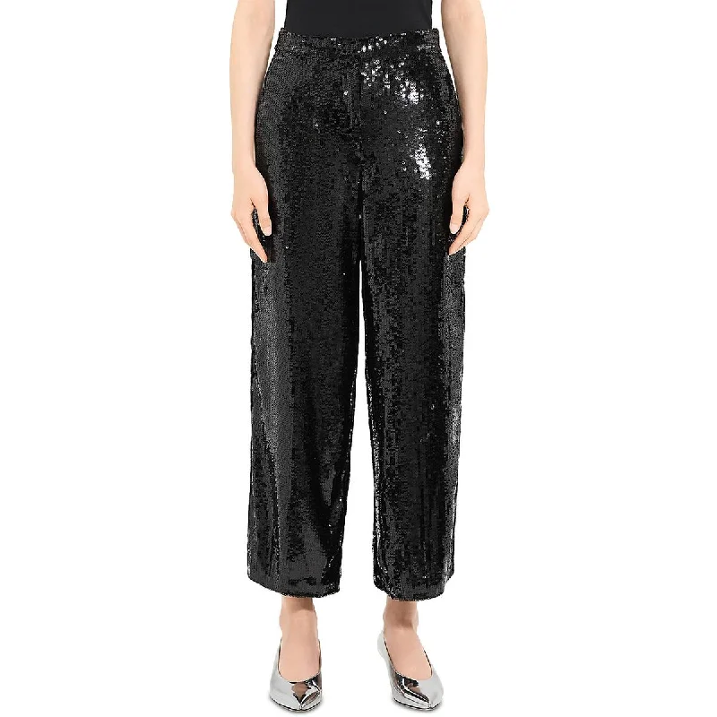 Womens Sequin Relaxed Cropped Pants