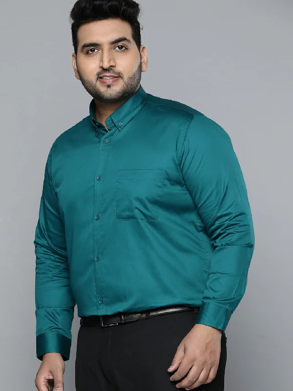Men Green Smart Slim Fit Pure Cotton Opaque Formal Shirt