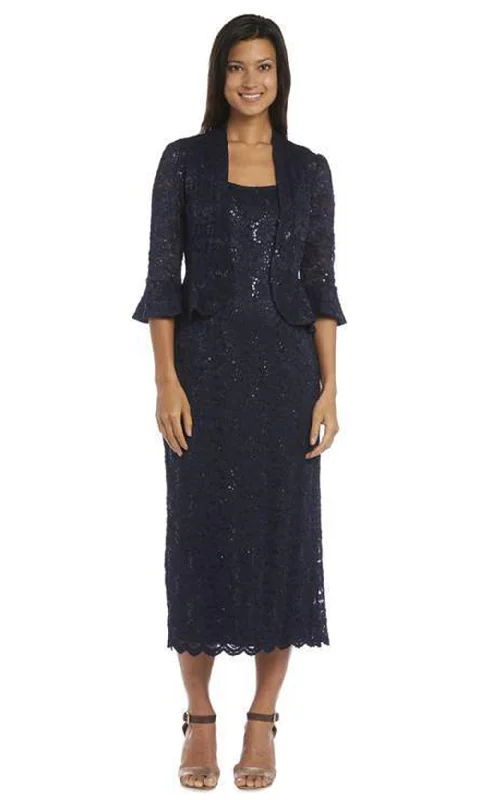 R&M Richards - 9896SC Sequined Lace Jacket Column Dress