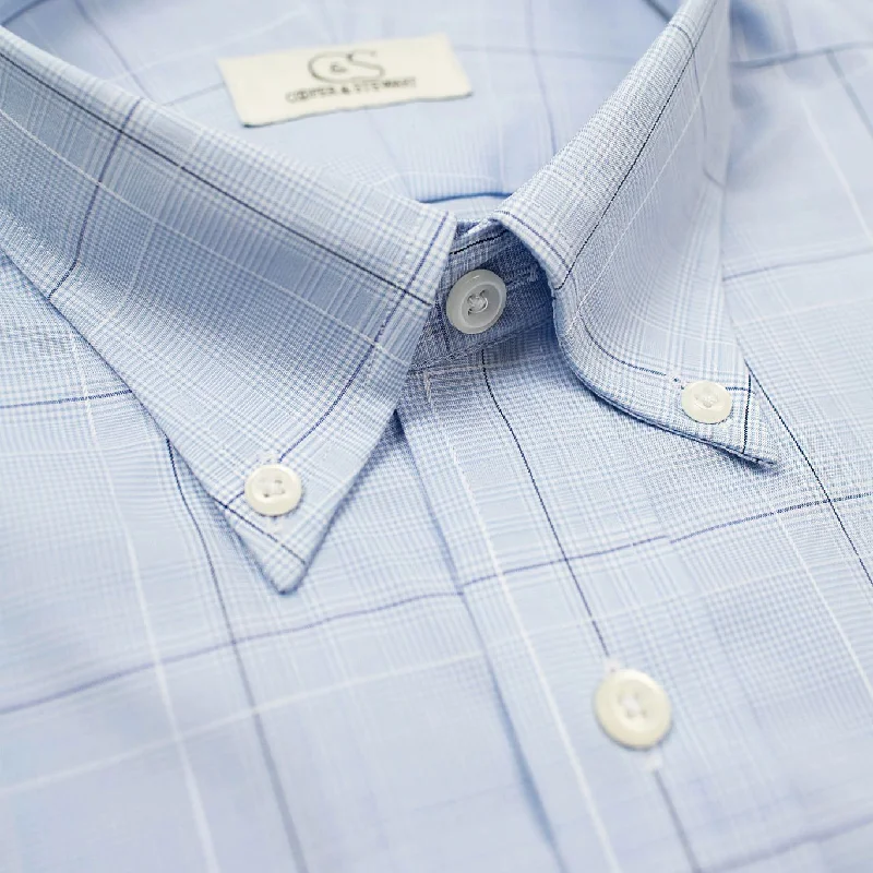 Blue Box Check Wrinkle-Free Cotton Dress Shirt with Button-Down Collar by Cooper & Stewart Blue Box Check Wrinkle-Free Cotton Dress Shirt with Button-Down Collar by Cooper & Stewart