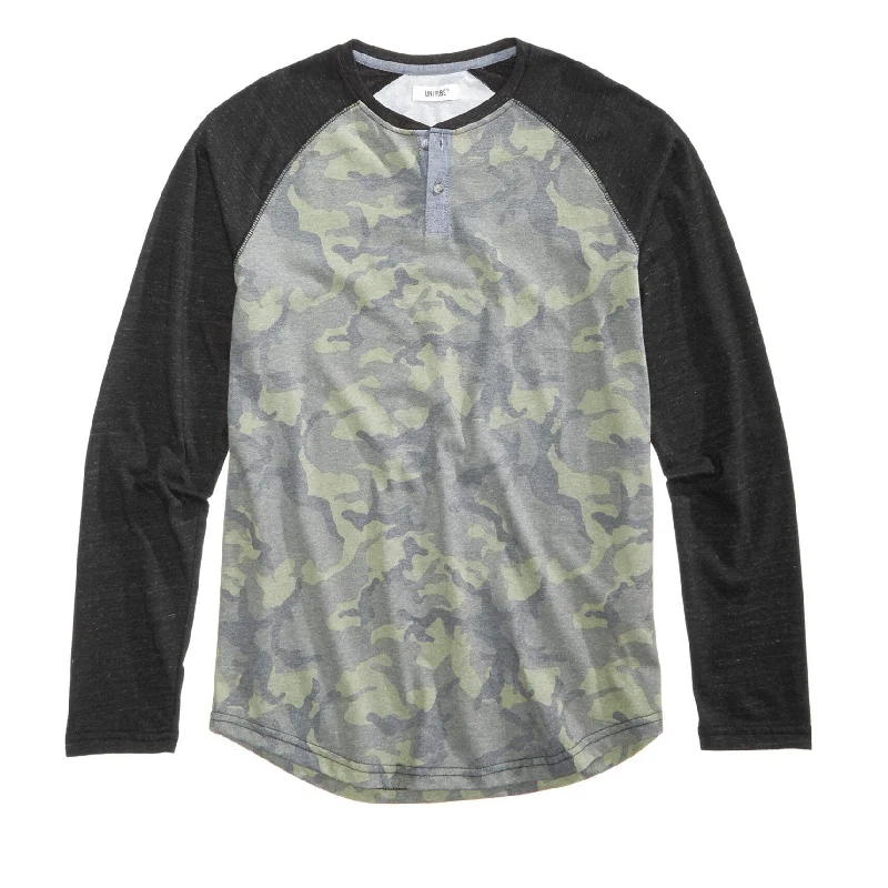 Univibe Mens Pattern-Blocked Henley Shirt