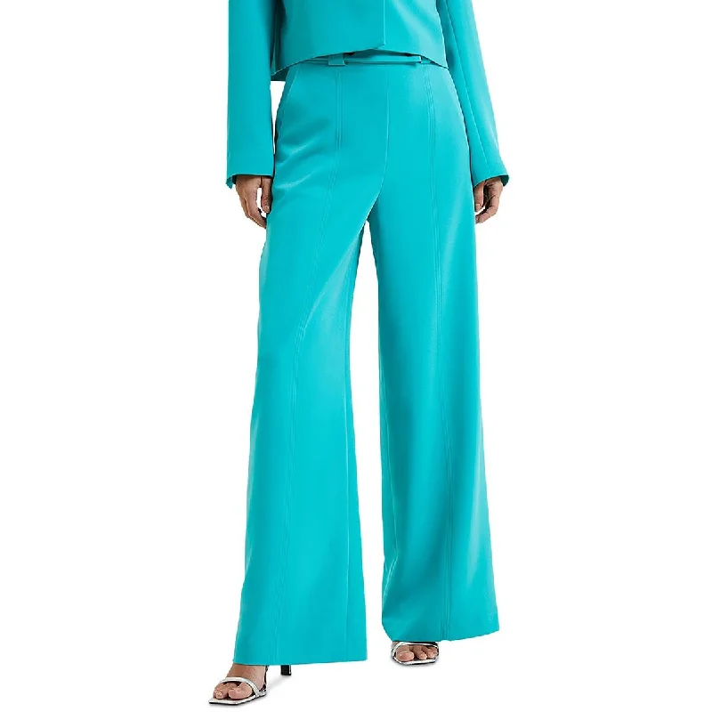Womens High Rise Belted Wide Leg Pants