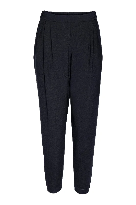 Dark Navy Elastic Waist Pleated Pant 4254