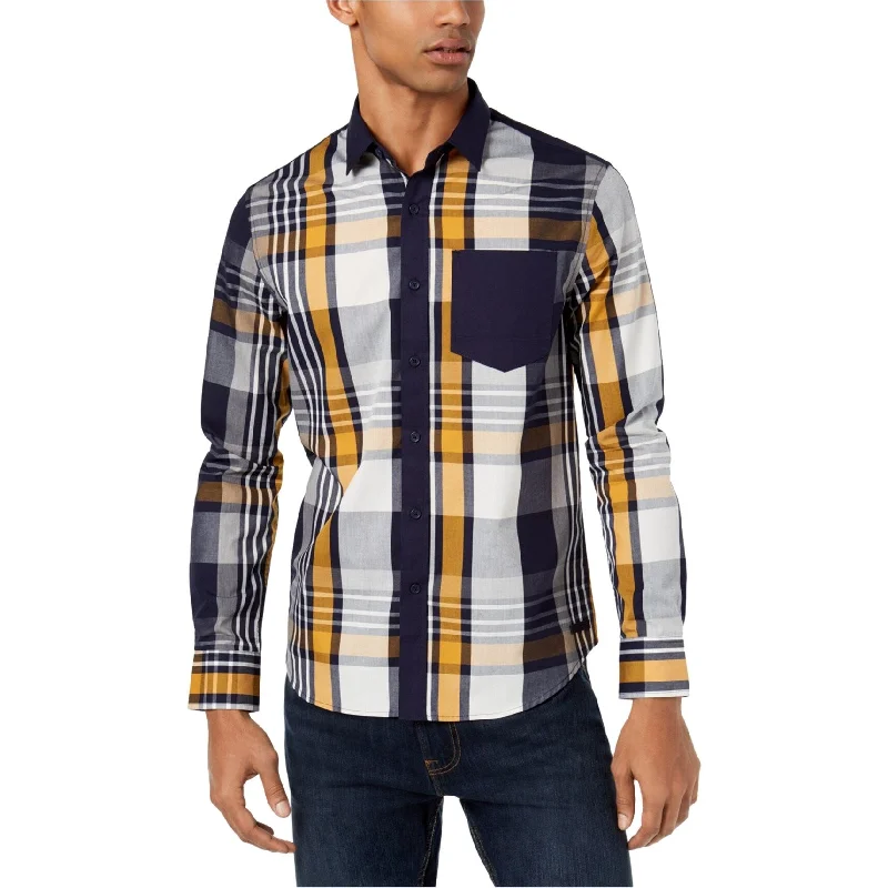 Sean John Mens Plaid Button Up Shirt, Multicoloured, Small