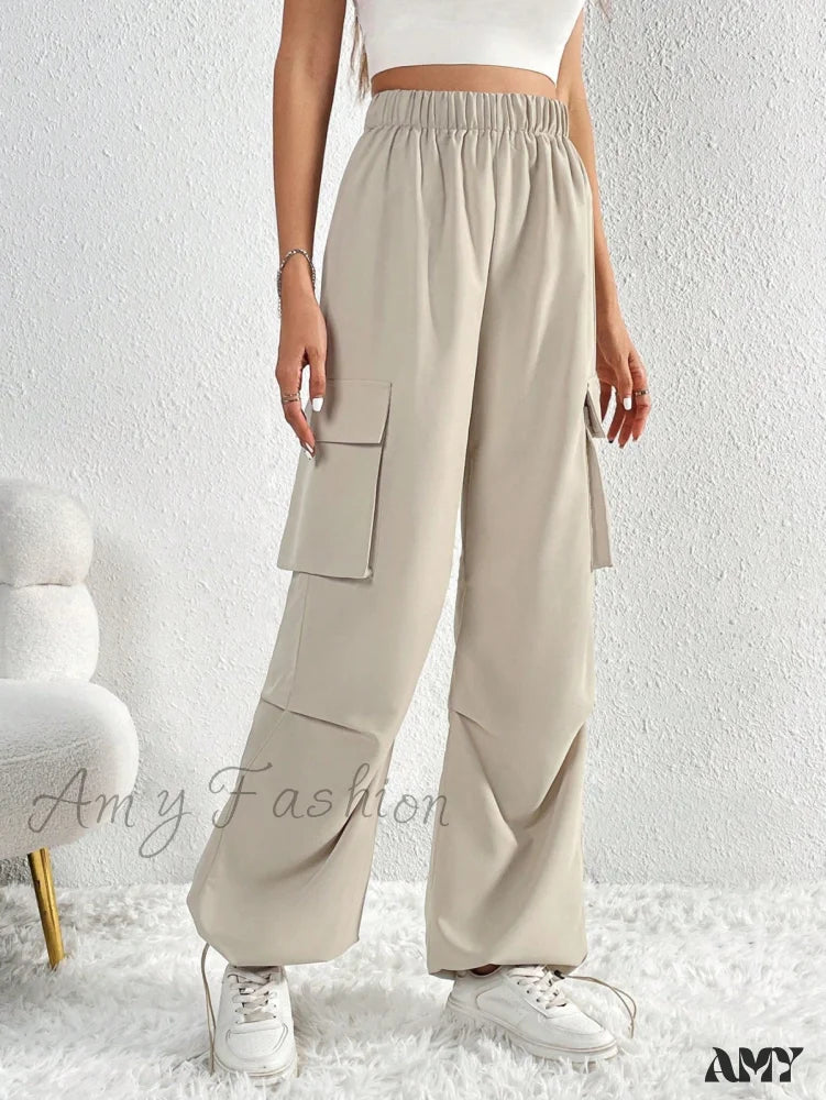 Amy Fashion - Flap Pocket Side Cargo Pants