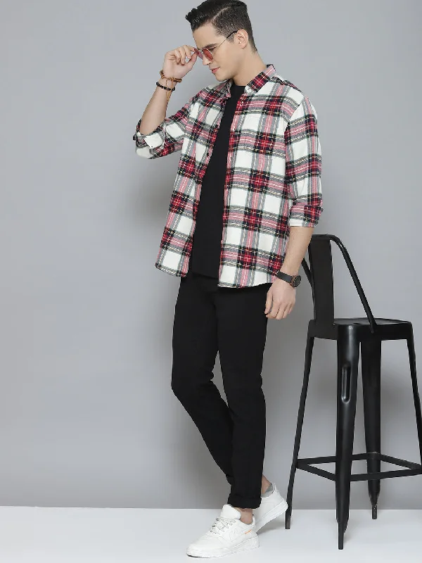 Men Smart Tartan Checked Cotton Casual Shirt