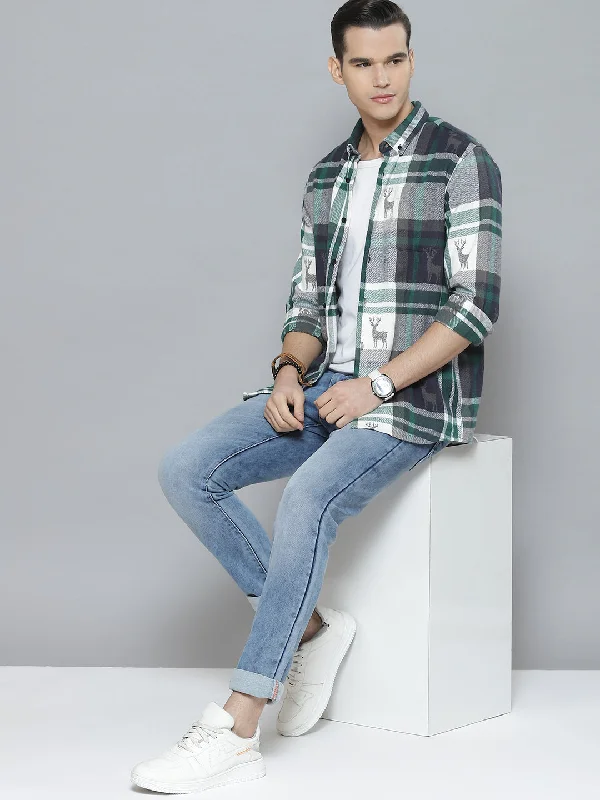 Men Smart Tartan Checked Cotton Casual Shirt
