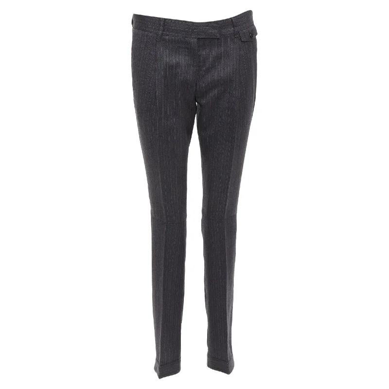 Prada wool pinstripe pleated cuffed pants