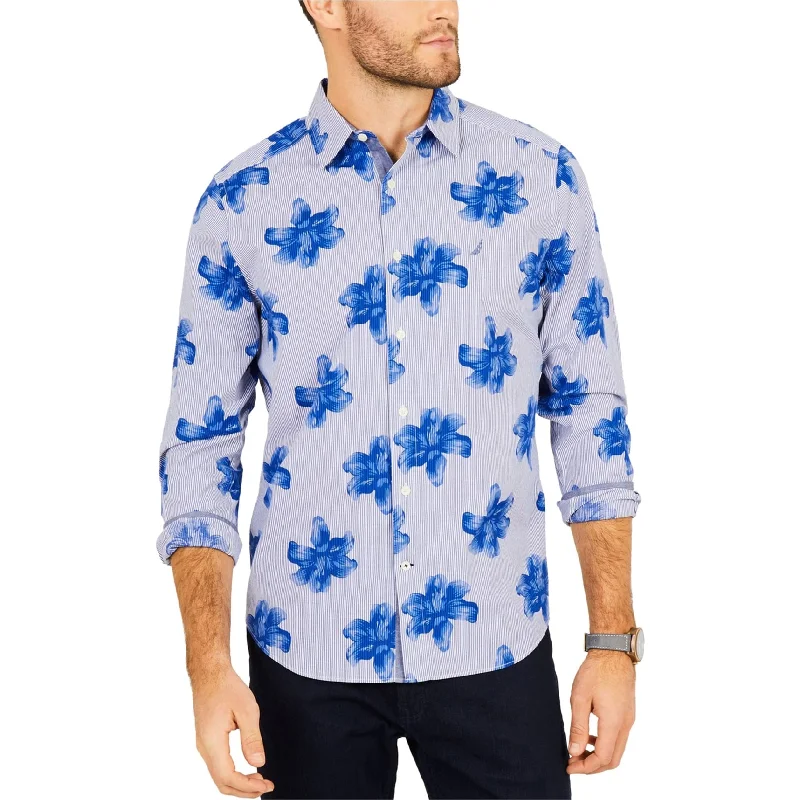 Nautica Mens Floral Button Up Shirt, Blue, Small