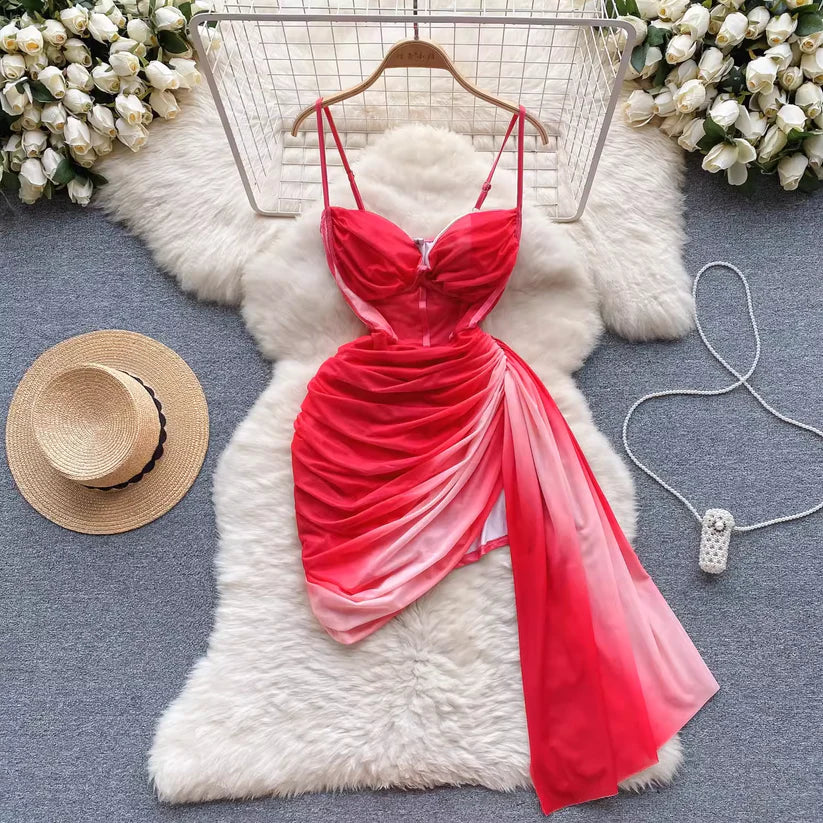 Pink Fashion Spaghetti Strap Irregular Hip Skirt Sexy Suspender Dress for Women 11280 Pink Fashion Spaghetti Strap Irregular Hip Skirt Sexy Suspender Dress for Women 11280
