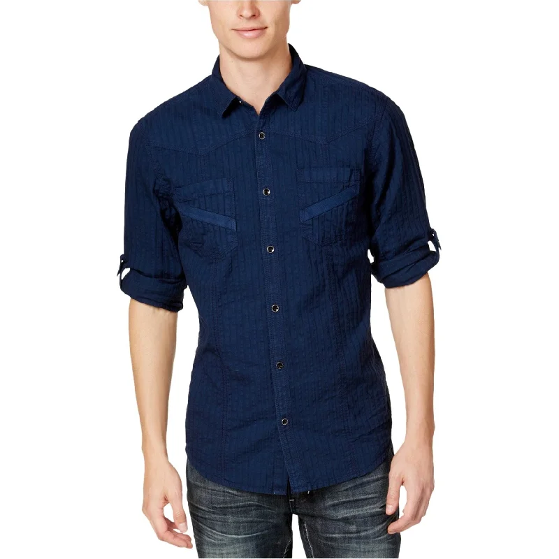 I-N-C Mens Dual Pocket Button Up Shirt, Blue, 3XL