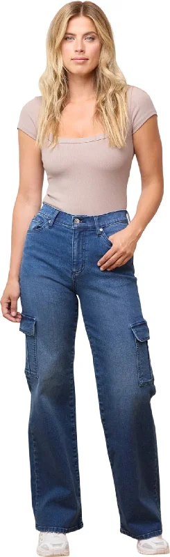 Lily Oxford Blue Wide Leg Jeans - Women's|-|Jeans à coupe très évasée Lily Oxford Blue - Femme