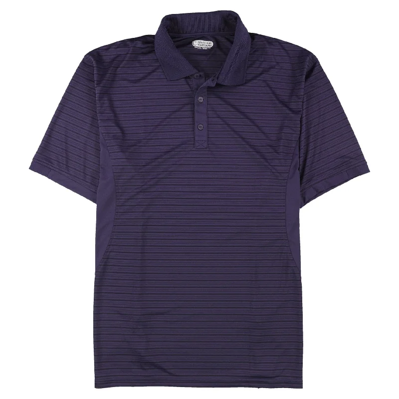 ONTOUR Mens Stripe Rugby Polo Shirt, Purple, Medium
