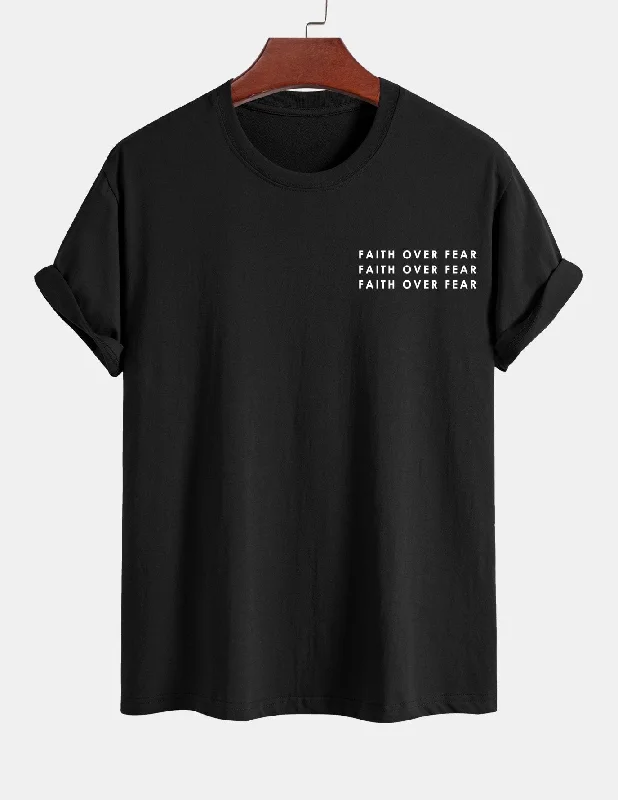 Regular Fit Slogan Print Cotton T-Shirt