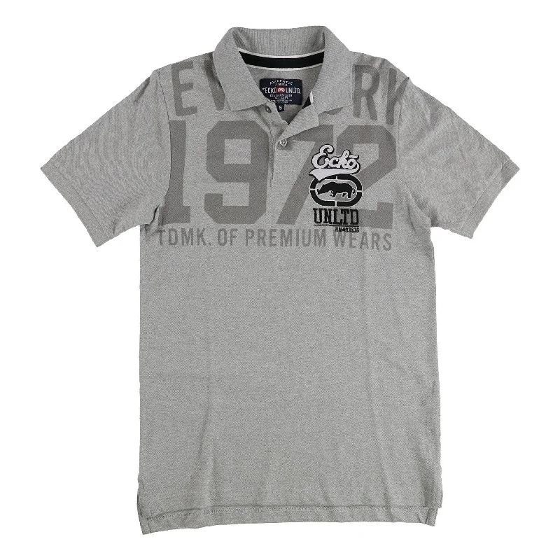 Ecko Unltd. Mens 1972 Premium Wears Rugby Polo Shirt, Grey, X-Small