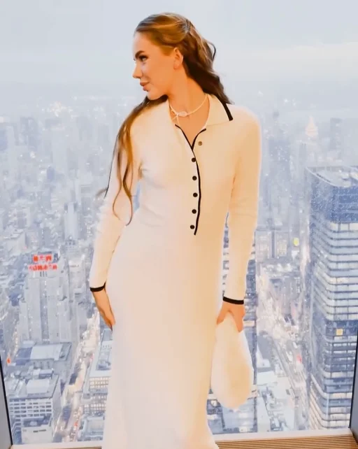 MEROKEETY Long Sleeve Button V Neck Ribbed Knit Maxi Dress