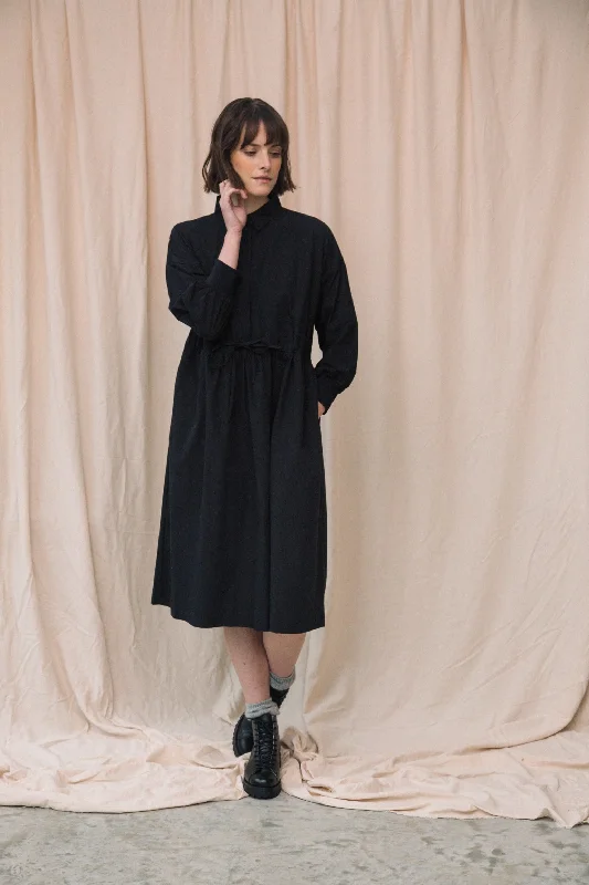 Umi Organic Cotton Poplin Dress in Black