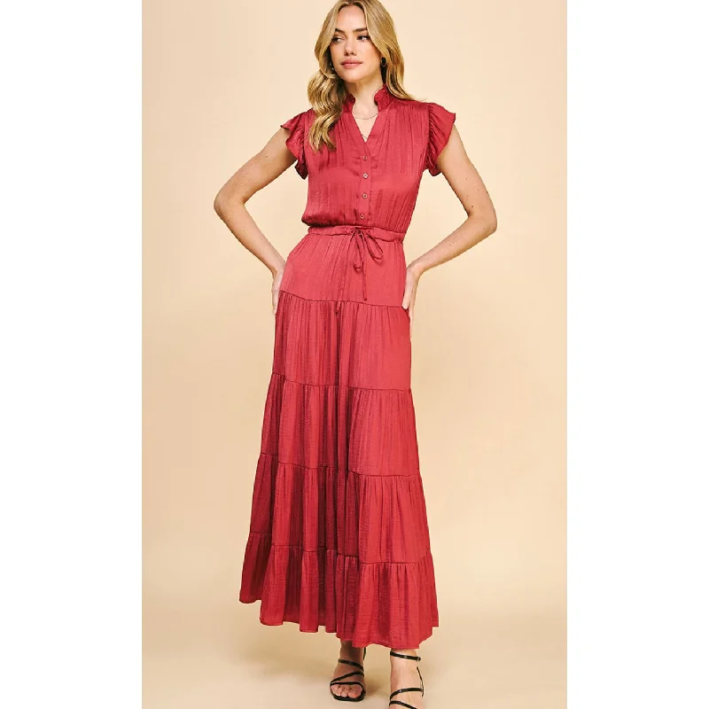 Leilani Satin Tiered  Maxi PINCH Dress