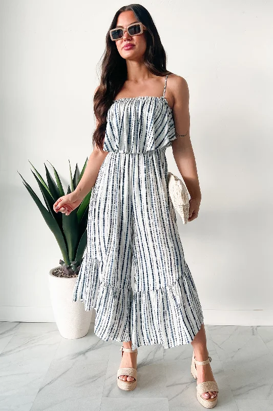 Idyllic Days Striped Wide Leg Jumpsuit (Blue/White)