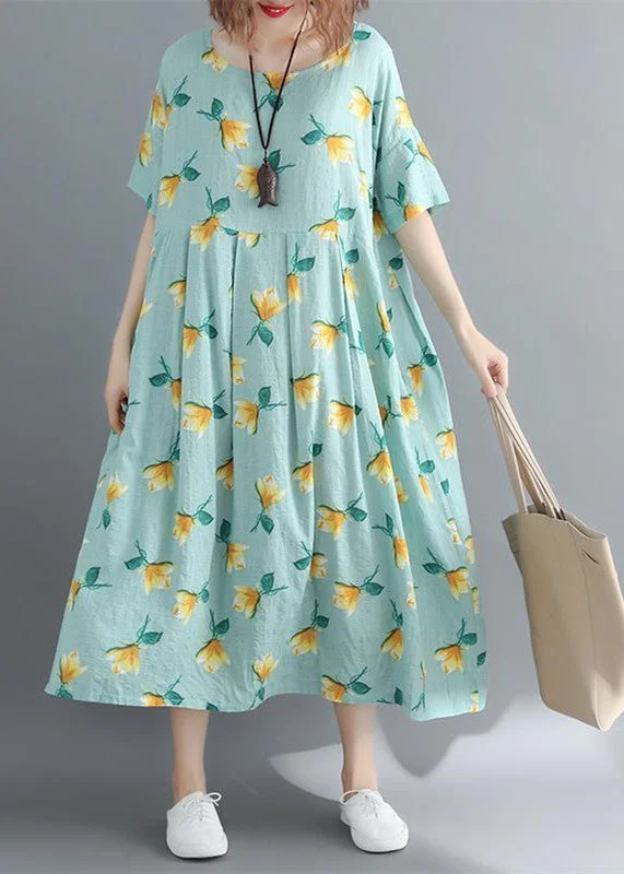 fine floral Midi cotton dresses plus size clothing casual dress Elegant short sleeve o neck long dress fine floral Midi cotton dresses plus size clothing casual dress Elegant short sleeve o neck long dress