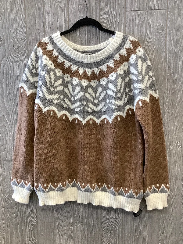 Sweater By Clothes Mentor In Brown & Grey, Size: Xl
