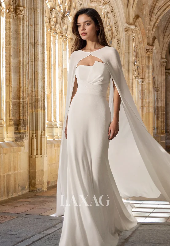 Tube Top Sleeveless Pleated Mermaid Wedding Dress Sweep Train Chiffon Bride Gowns with Overlay Tube Top Sleeveless Pleated Mermaid Wedding Dress Sweep Train Chiffon Bride Gowns with Overlay