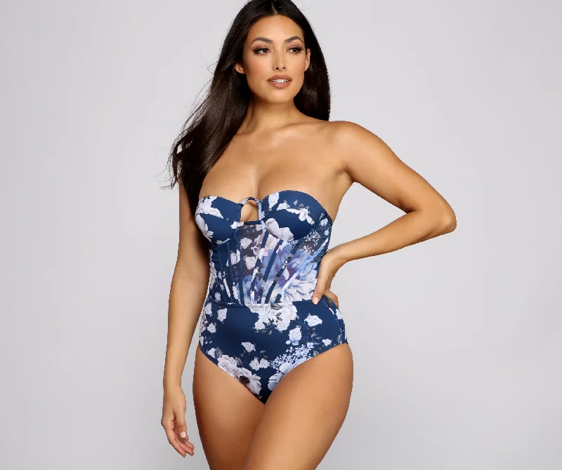 Floral Fusion Foiled One Piece Swimsuit