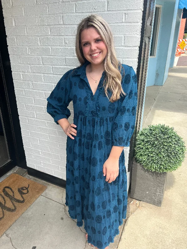 Teal Dotted Dress