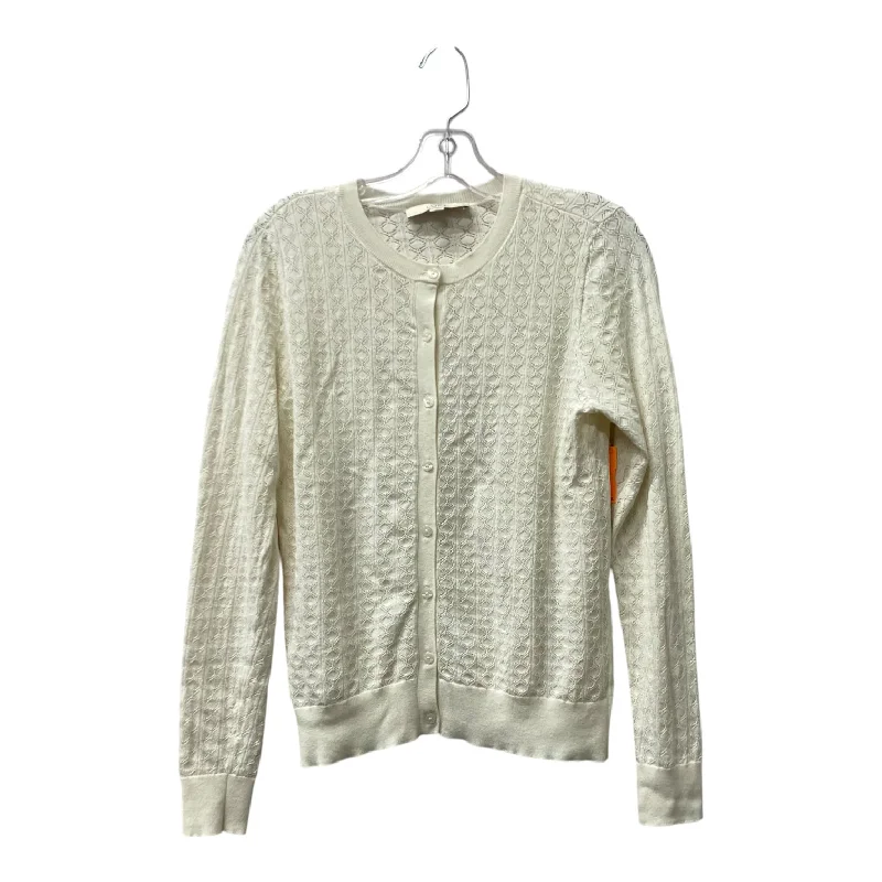 Sweater Cardigan By Loft In Cream, Size:M