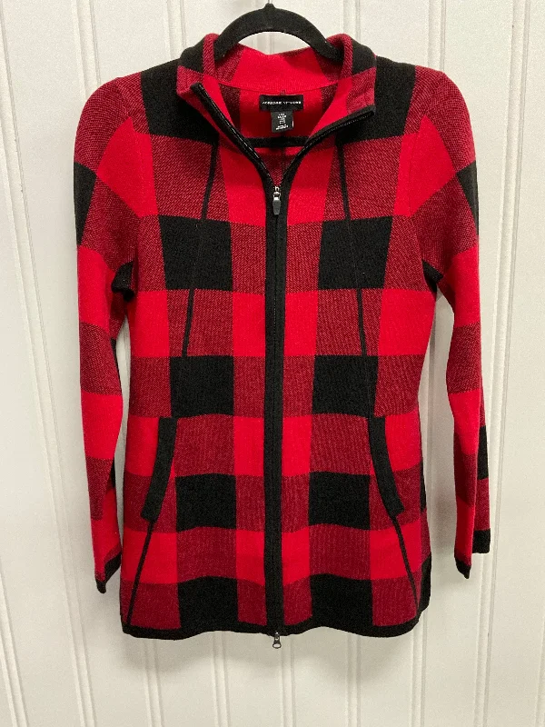 Cardigan By Adrienne Vittadini In Black & Red, Size: S